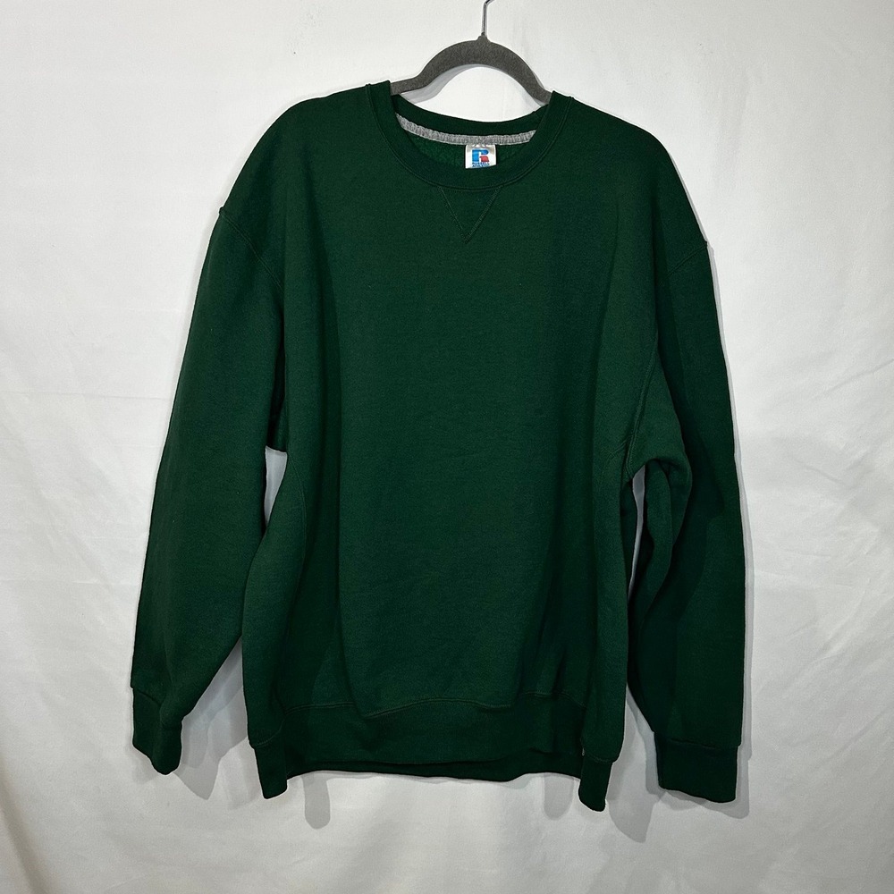 Russell 2XL vintage green blank crewneck sweatshirt 90s men